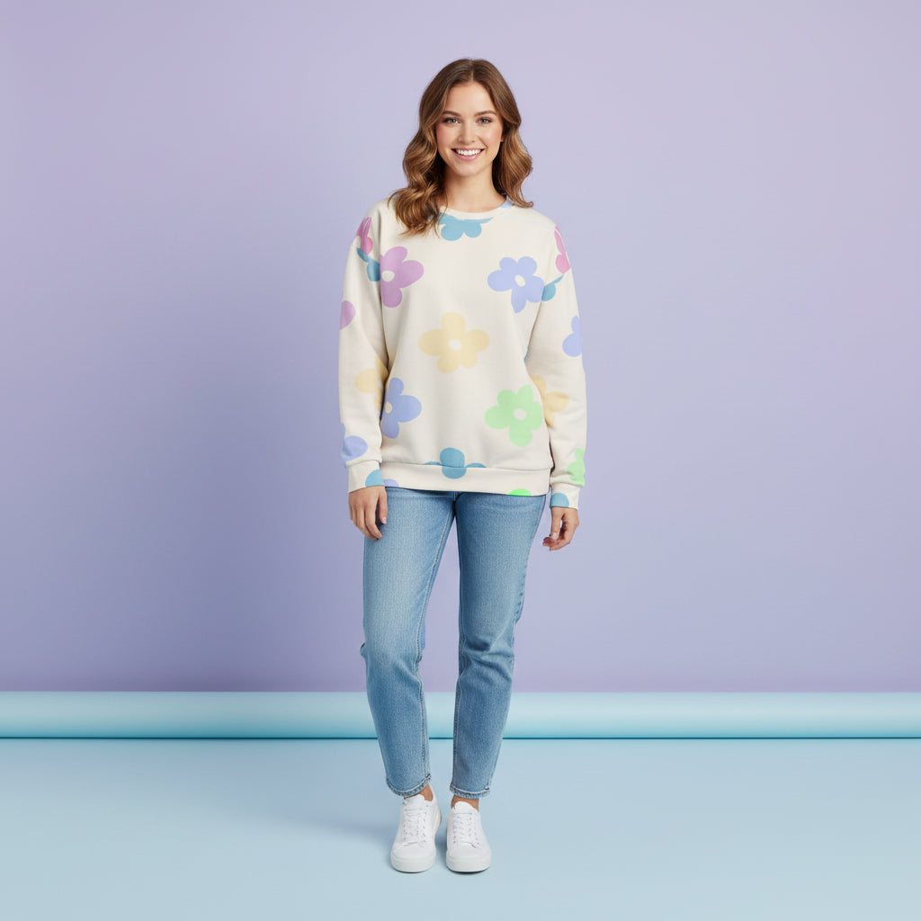 Floral Sweater | Aesthetic Flower Print Unisex Pullover