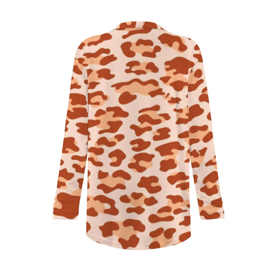 Orange Leopard Print Open-Front Cardigan with Pockets