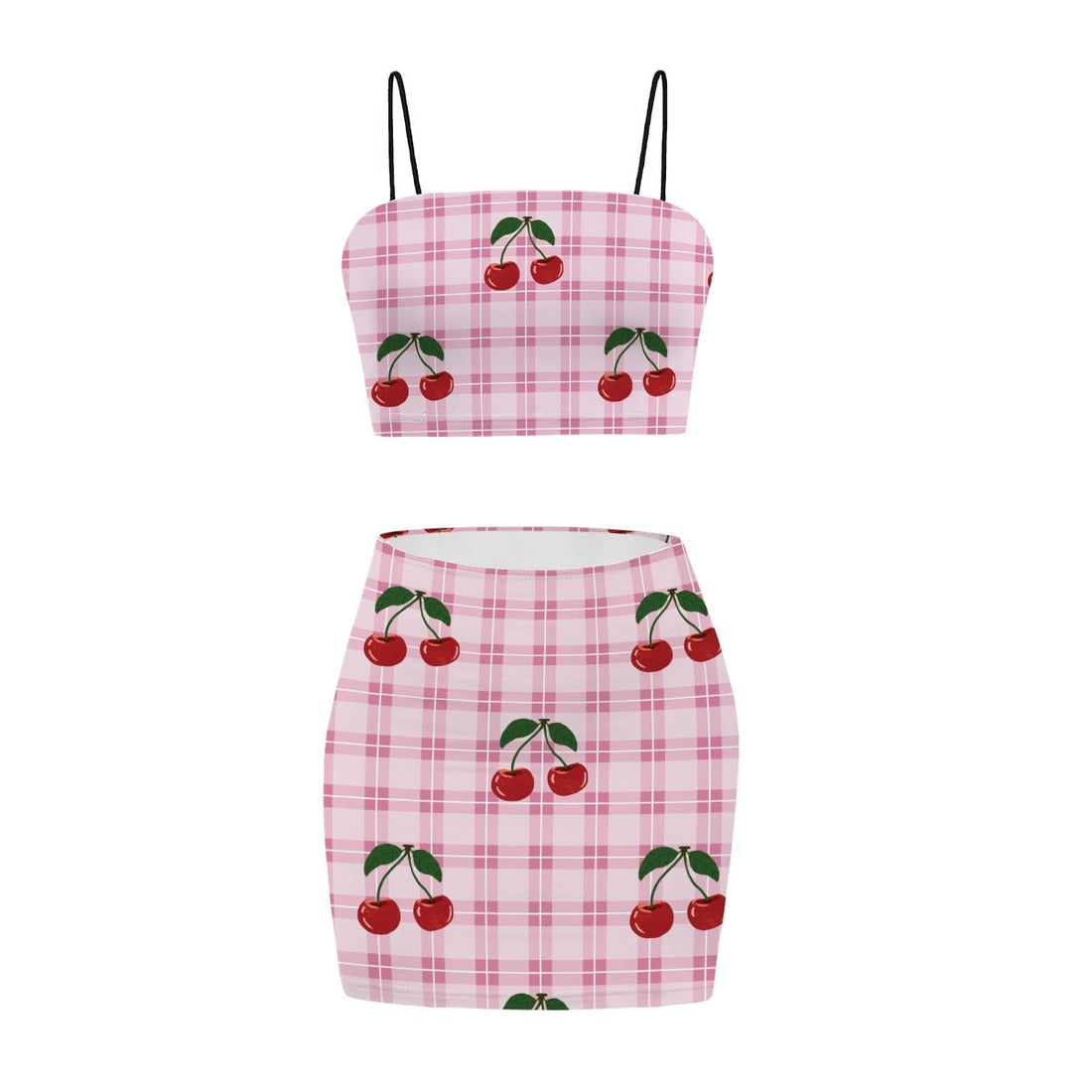 Pink and White Gingham with Cherries Co Ord Set - Women&