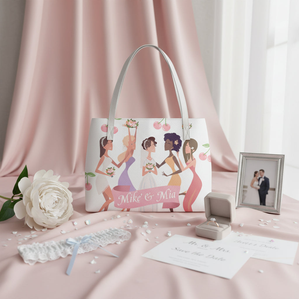 Bride Tote Bag, Cherry Bridal shower gift, Bachelorette Purse, Honeymoon handbag, Customized Wedding Bags