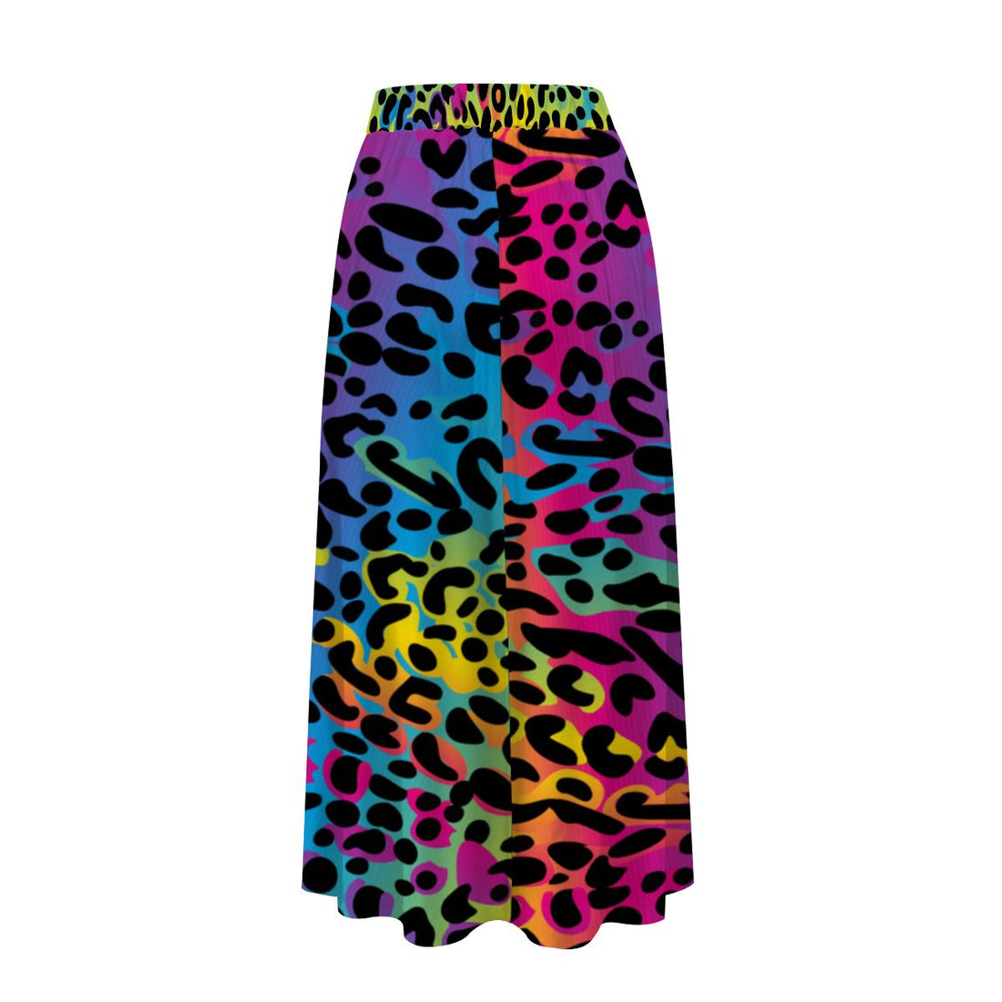 Neon Leopard Print Skirt Midi High Waist with Pockets