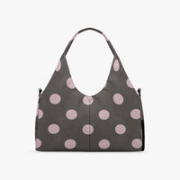 Women's Brown and Pink Polka Dot Canvas Sports Bag