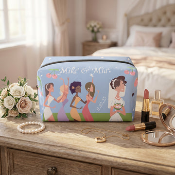 Bridesmaid Makeup Bag, Bride Accessories Boxy Makeup Case, Fun Cherry Wedding Gift for Bridesmaids