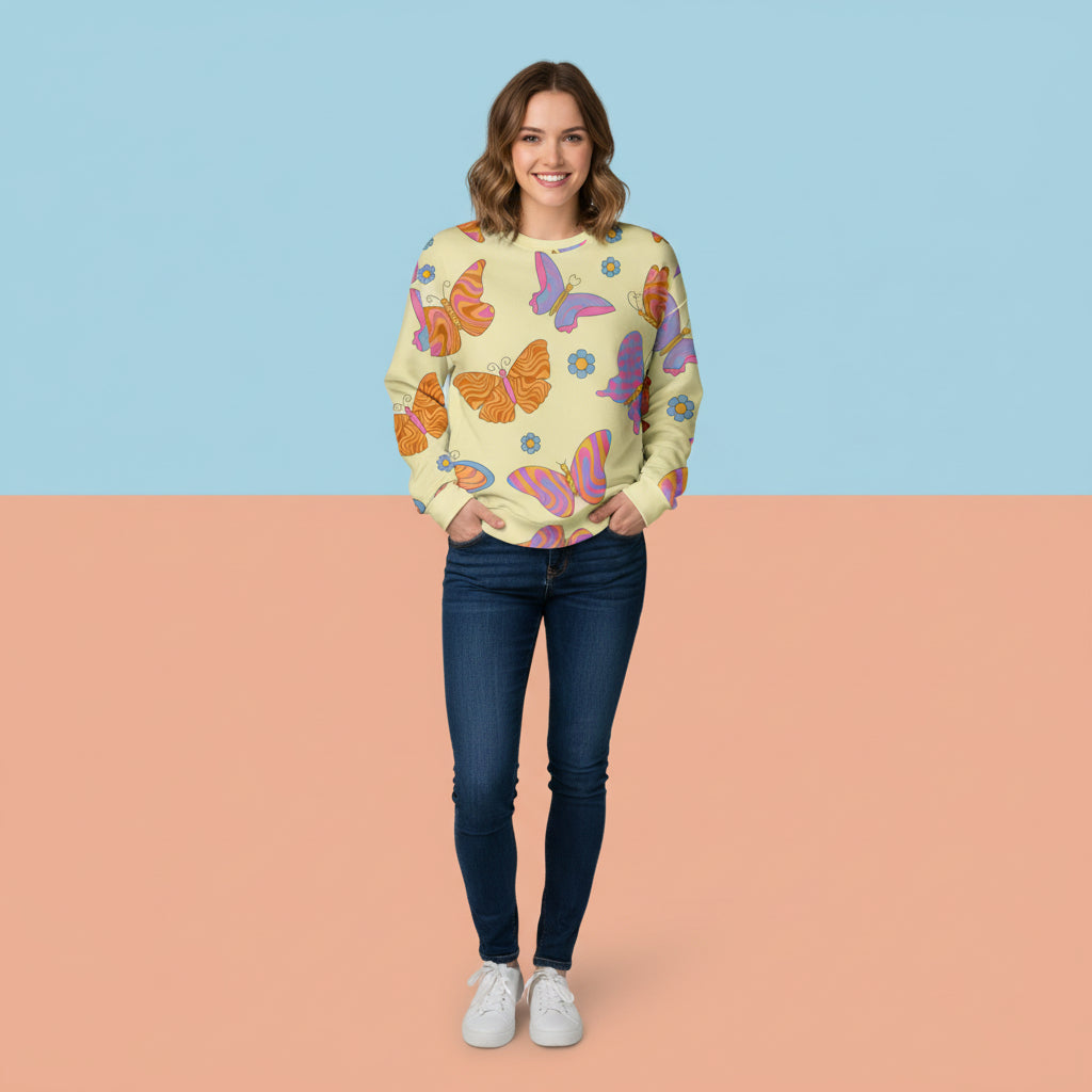 Butterfly Graphic Sweater | Aesthetic Nature Pattern Unisex Pullover