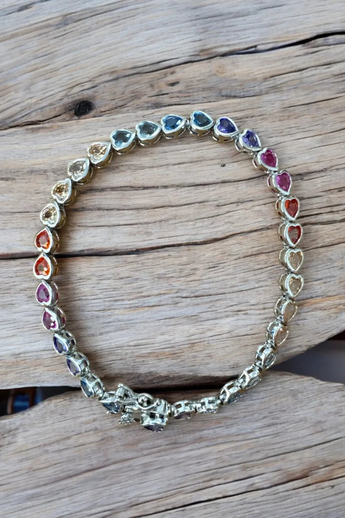Heart Garland Tennis Bracelet Multicoloured Silver-3