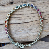 Heart Garland Tennis Bracelet Multicoloured Silver-3
