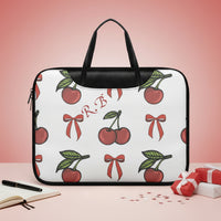 16 Inch Leather Laptop Bag | Personalized White Cherry & Red Bow Sleeve