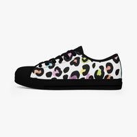 Leopard Print Trainers Womens White Multi Color Canvas Low Top Shoes