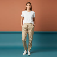 Beige Track Pants | Unisex All-Over Print Streetwear Joggers