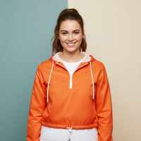 Windbreaker Orange | Women's Cropped Pullover Hooded Jacket