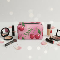 Cherry Makeup Bag | Personalized Pink Boxy Cosmetic Case