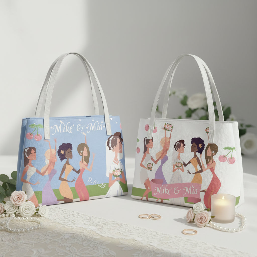 Bride Tote Bag, Blue Bridal Shower gift, Bachelorette Purse, Honeymoon handbag, Customized Wedding Bags