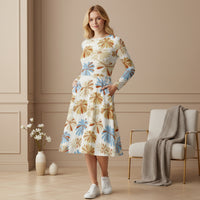 Cerulean Petal Blue Floral Dress | Light Blue White Midi