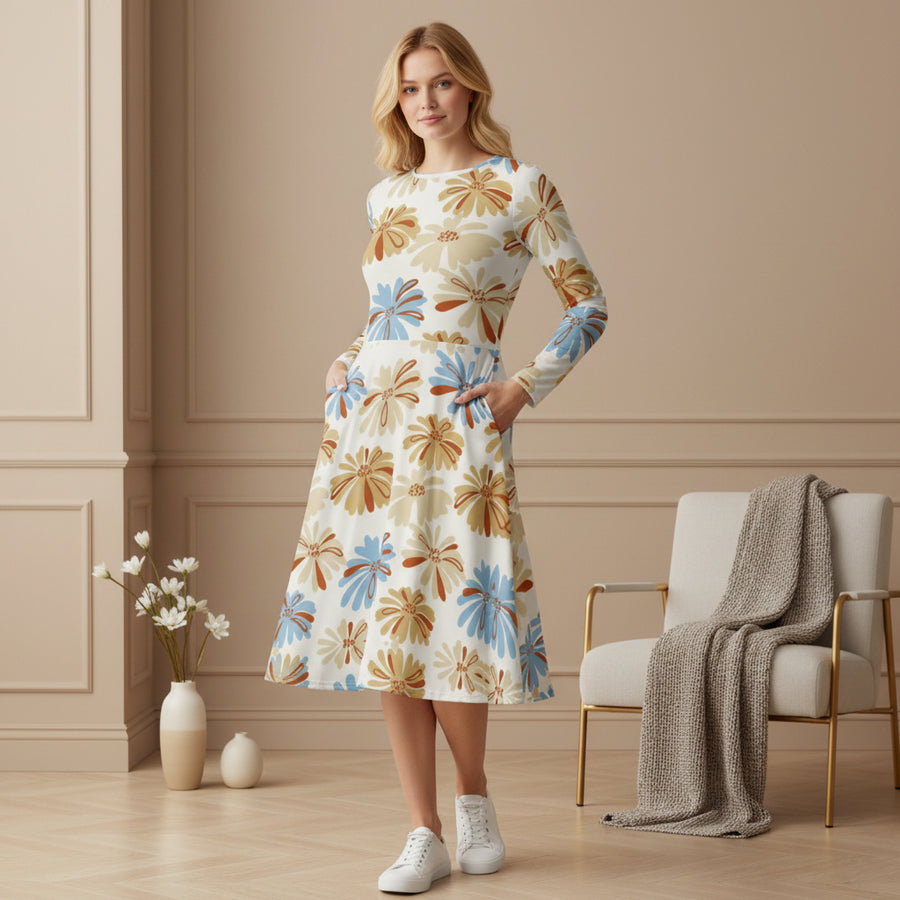 Cerulean Petal Blue Floral Dress