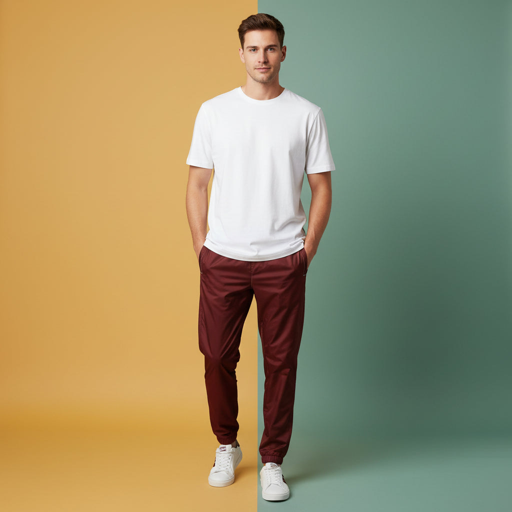 Burgundy Track Pants | Unisex All-Over Print Streetwear Joggers