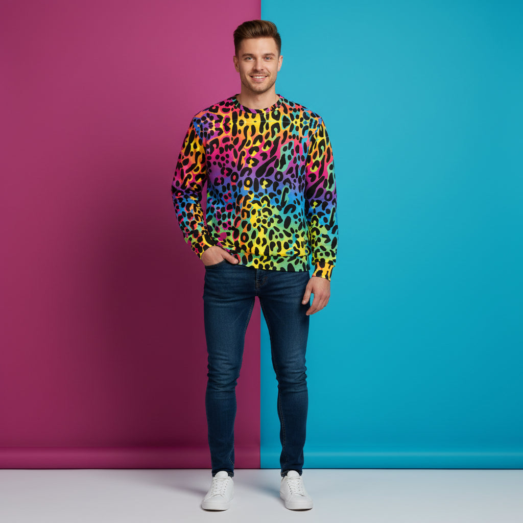 Leopard Print Sweater | Colorful Animal Pattern Unisex Pullover
