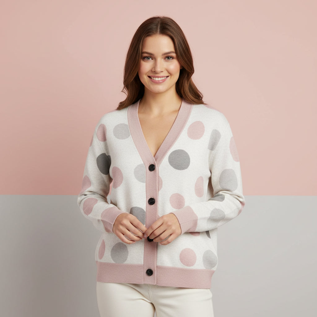 Polka Dot Cardigan | Unisex Pretty Aesthetic Jacquard Knit
