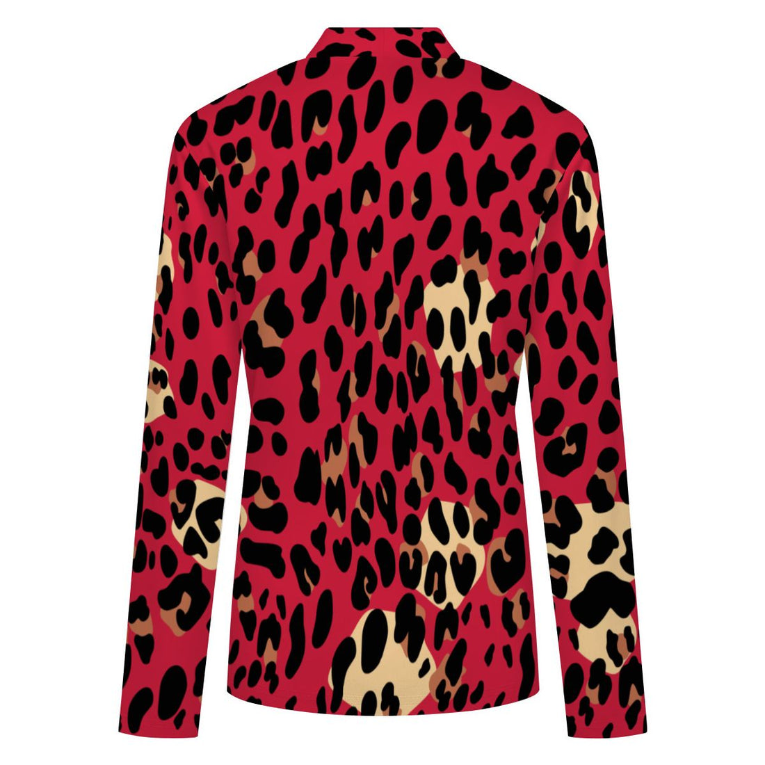 Red Leopard Print Buttoned Cardigan