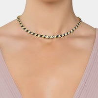 Viscountess Statement Tennis Necklace Sapphire Gold-1