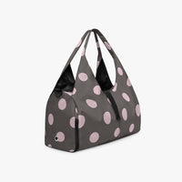 Women's Brown and Pink Polka Dot Canvas Sports Bag