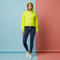 Windbreaker Yellow | Women's Cropped Pullover Hooded Jacket