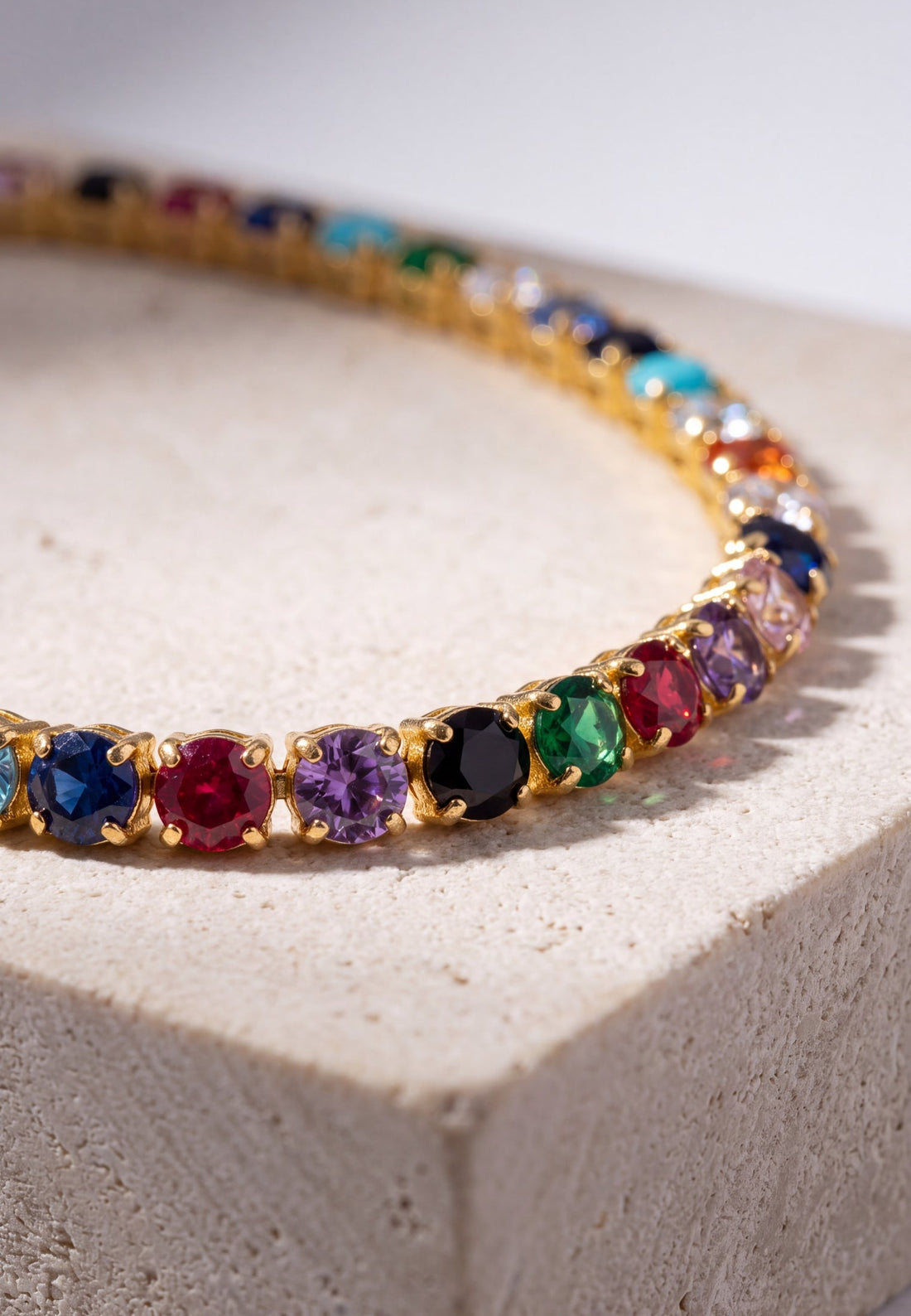 Tennis Bracelet Vibrant Rainbow Cz Gold-4