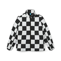 Black Puffer Womens Coat | Retro Black and White Checkered Jacket