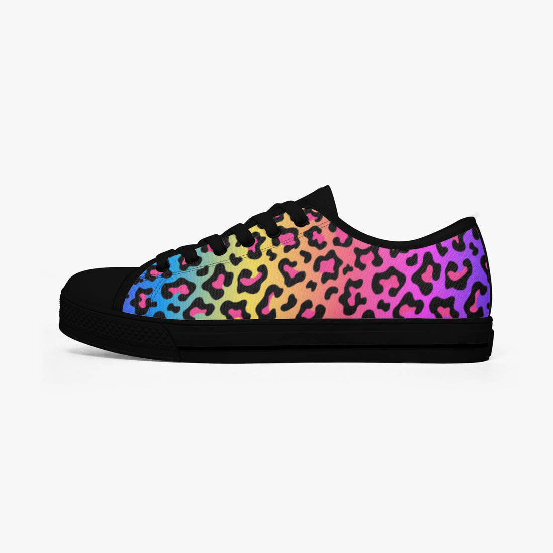 Leopard Print Trainers Womens Neon Electric Color Canvas Low Top Shoes