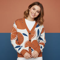 Cardigan With Oranges | Unisex Aesthetic Coastal Chic Knit