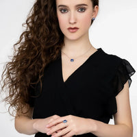 Great Gatsby Stud Earrings Sapphire Silver-2
