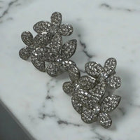 Flowers Large Stud Earrings Silver-3