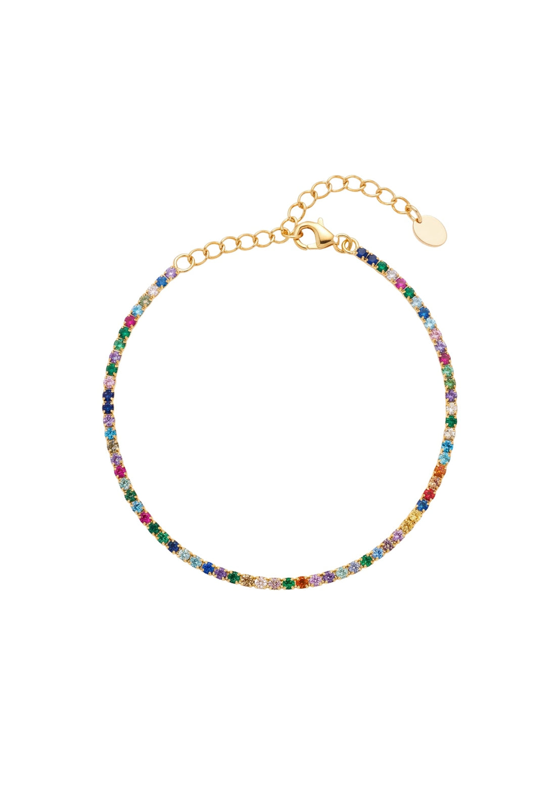 Tennis Bracelet Vibrant Rainbow Cz Gold-0