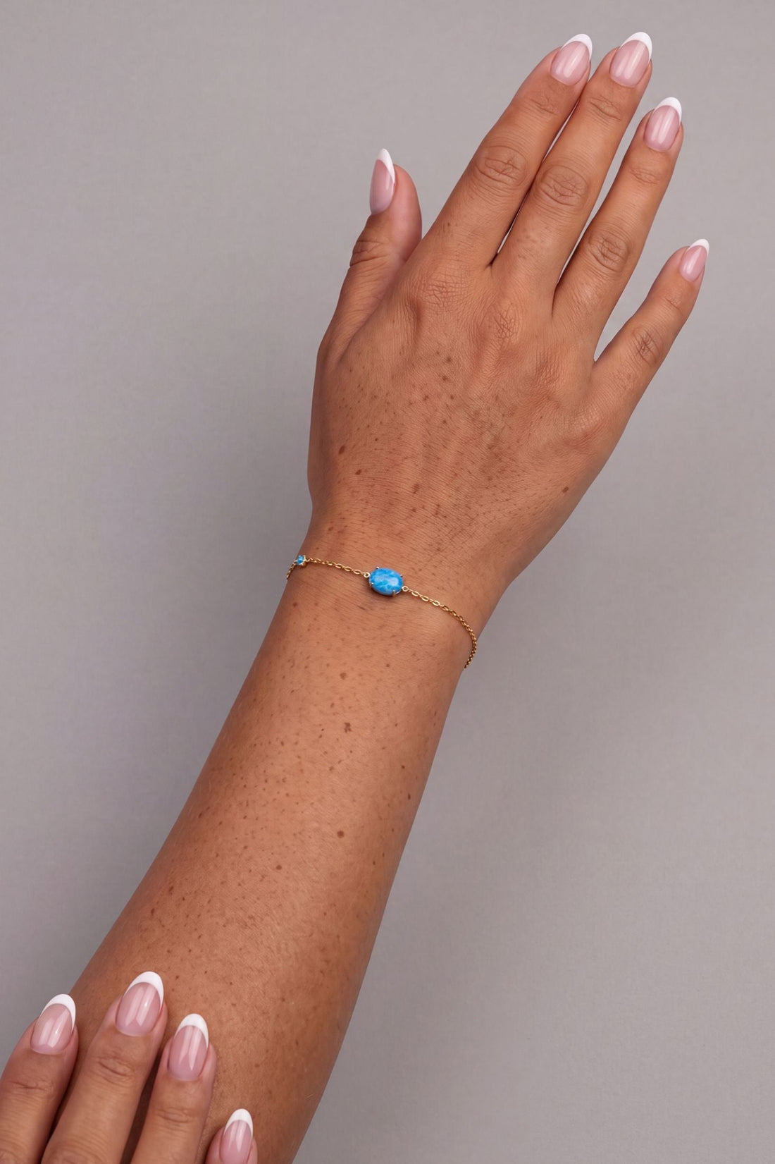 Oval Blue Opal Bracelet Gold-1