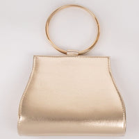 Gold metallic clutch bag with double ring handle