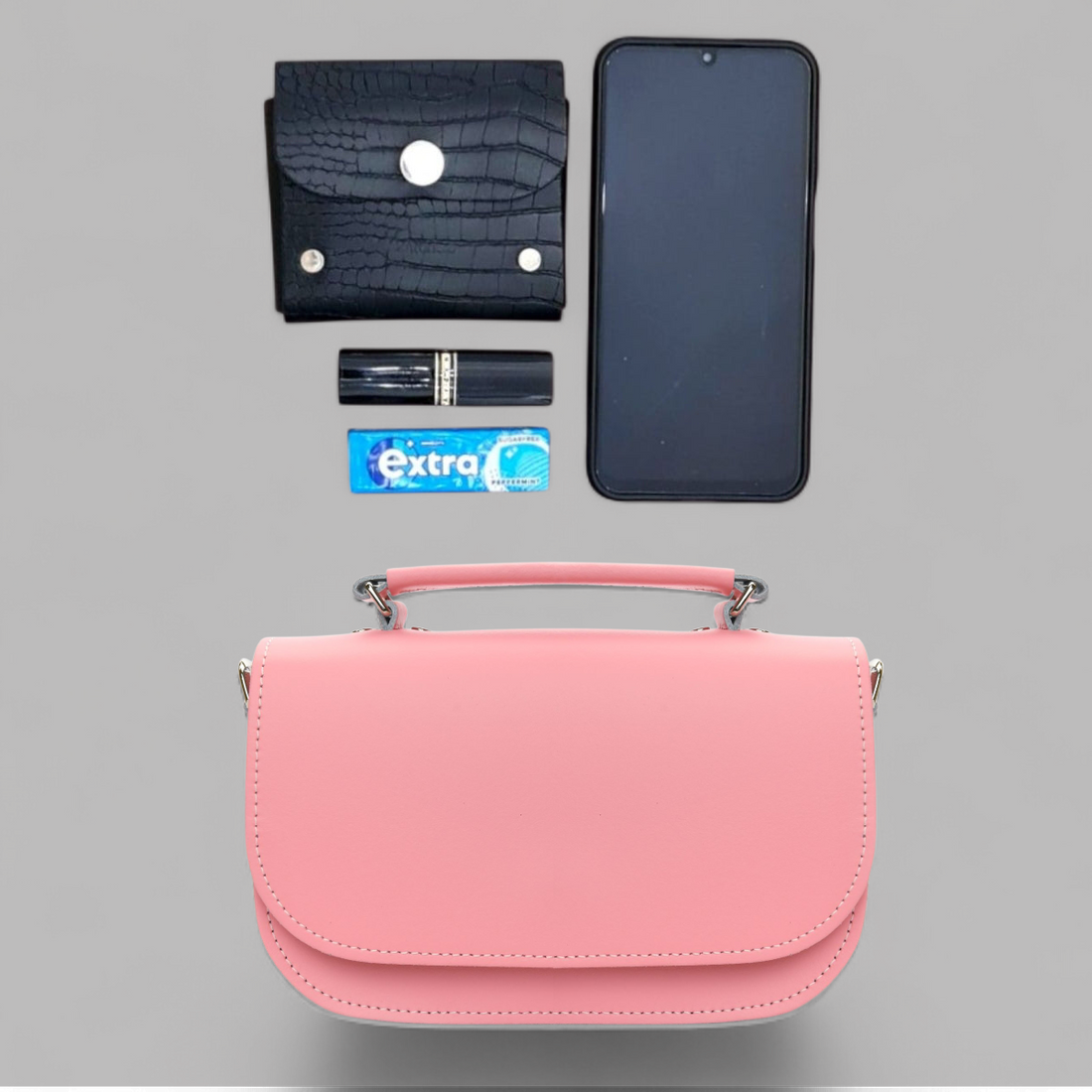 Aura Handmade Leather Bag - Pastel Pink-4