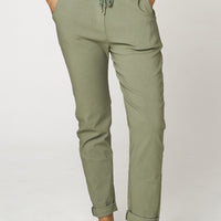 Khaki Stretch Drawstring Trousers-2
