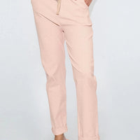 Dusty Pink Stretch Drawstring Trousers-3
