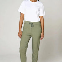Khaki Stretch Drawstring Trousers-0