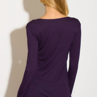 Purple Round Neck Long Sleeve Top-4