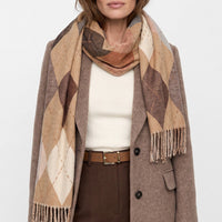 Beige Argyle Pattern Scarf-0