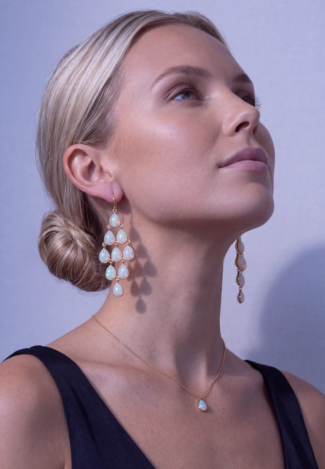Erviola Gemstone Cascade Earrings Gold Opal-4