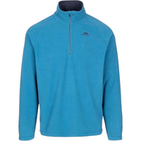 Men's Bondi blue microfleece quarter-zip top with contrast collar lining
