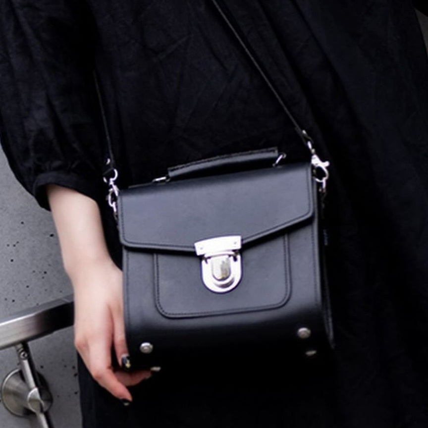Handmade Leather Sugarcube Handbag - Zebra-4