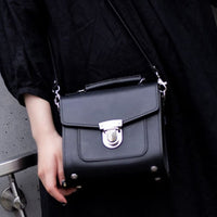 Handmade Leather Sugarcube Handbag - Black-1