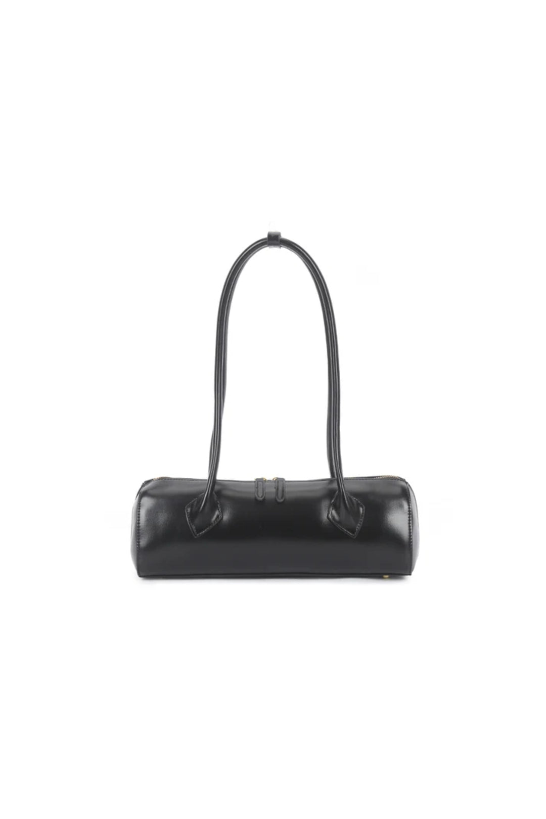 Black faux leather shoulder bag with top handle