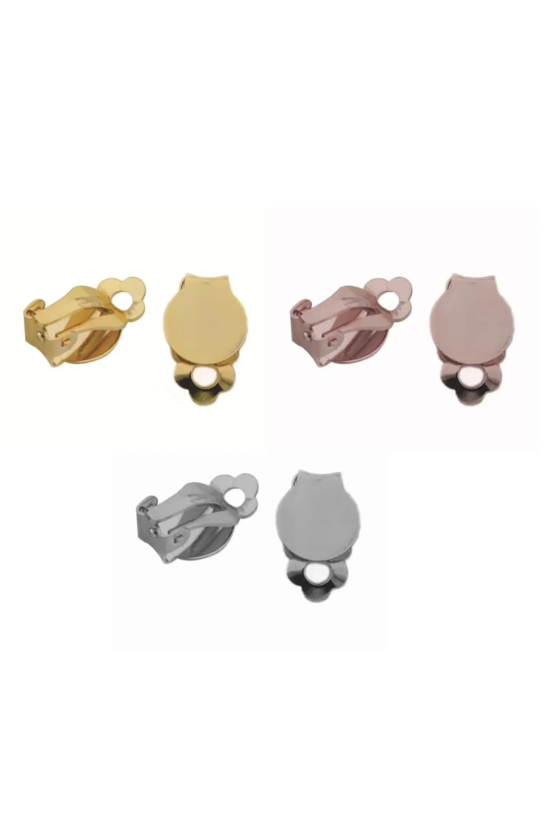 Flower Large Stud Clip On Earrings Silver-4