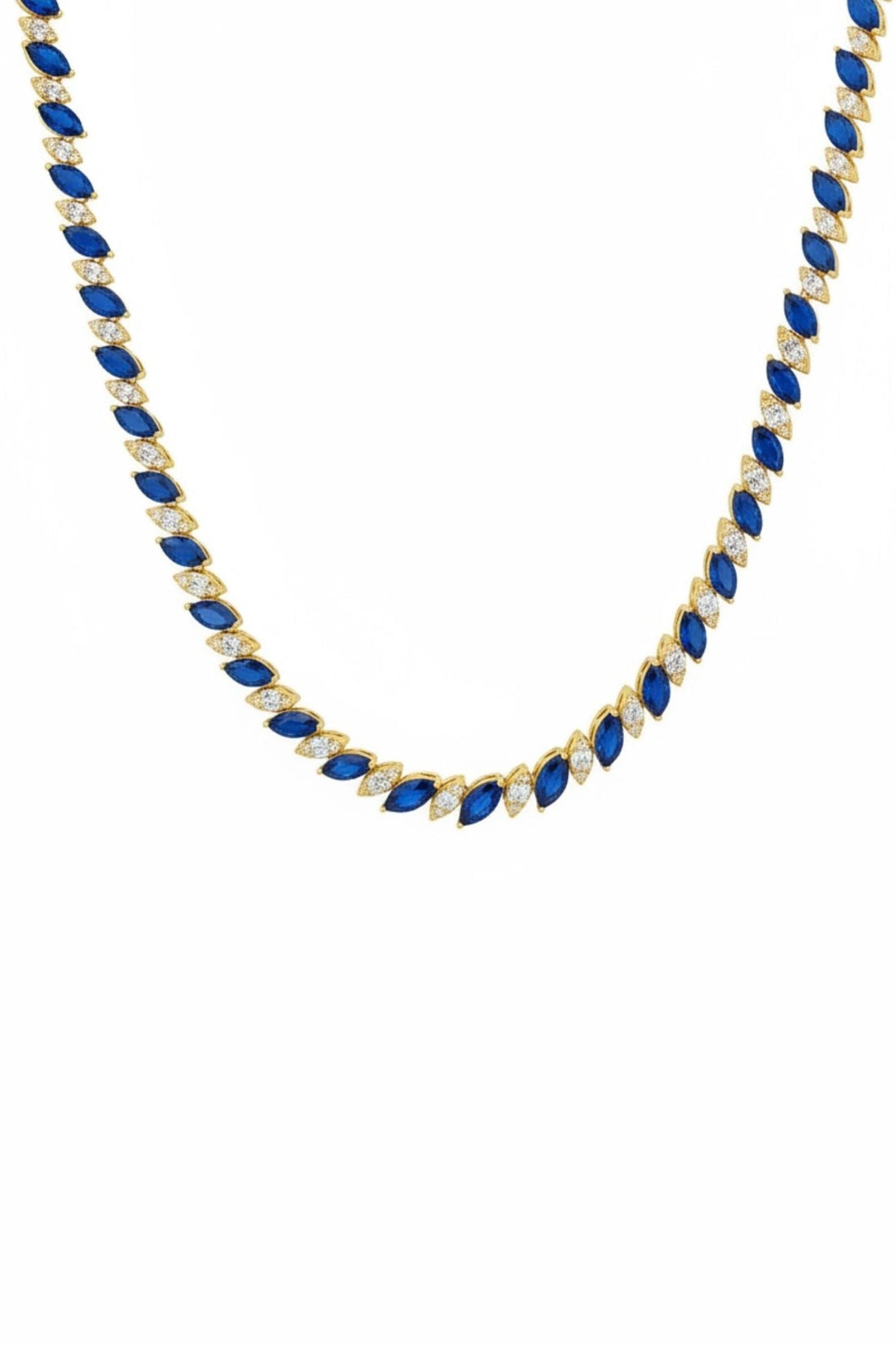 Viscountess Statement Tennis Necklace Sapphire Gold-0
