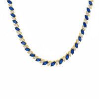 Viscountess Statement Tennis Necklace Sapphire Gold-0