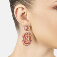 Fiorella pink opal drop earrings with gold and multicolor pavé accents