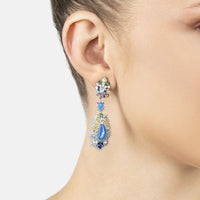 Frida Blue Opal Rainbow Drop Earrings Silver-1